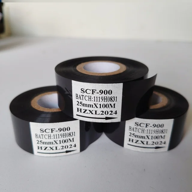 Dk SCF900 30mmX100m BK Heat Transfer PET Ribbons for HP241B/HP241G Hot Coding Machines Paper Use 4