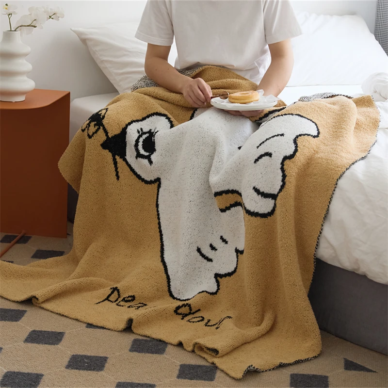 100% microfiber super fluffy cute knitted blanket for sofa decoration supplier