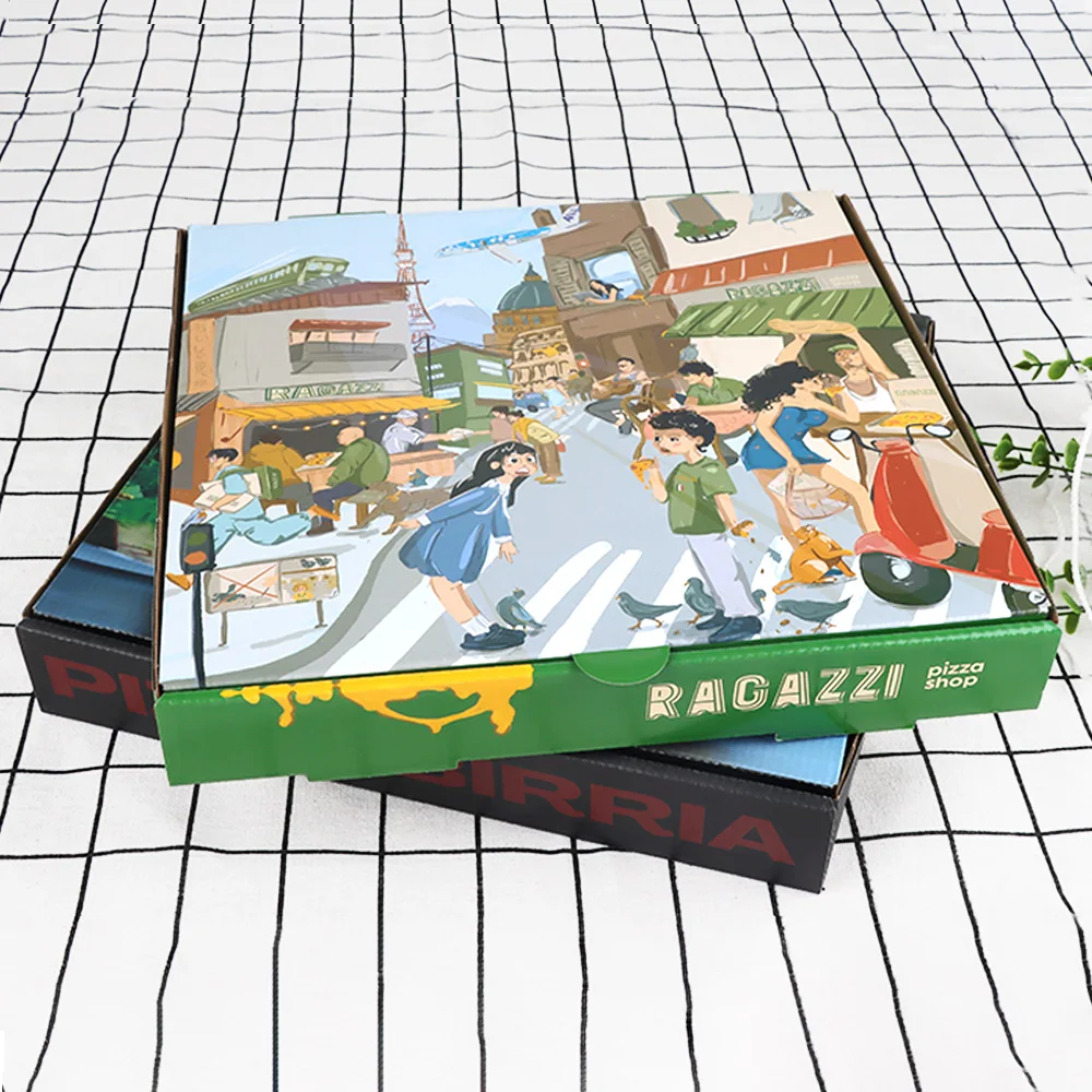 Pizza Box Custom Printed Waterproof Aluminum Coated Thermal Insulated Food Packaging Box for Restaurant Delivery