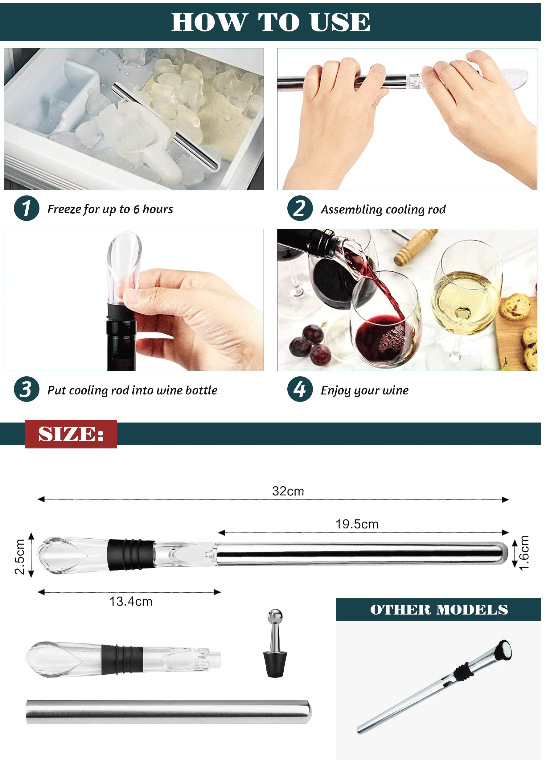 Portable Bar Accessories Wine Chiller Wine Bottle Stick Cooler Stick