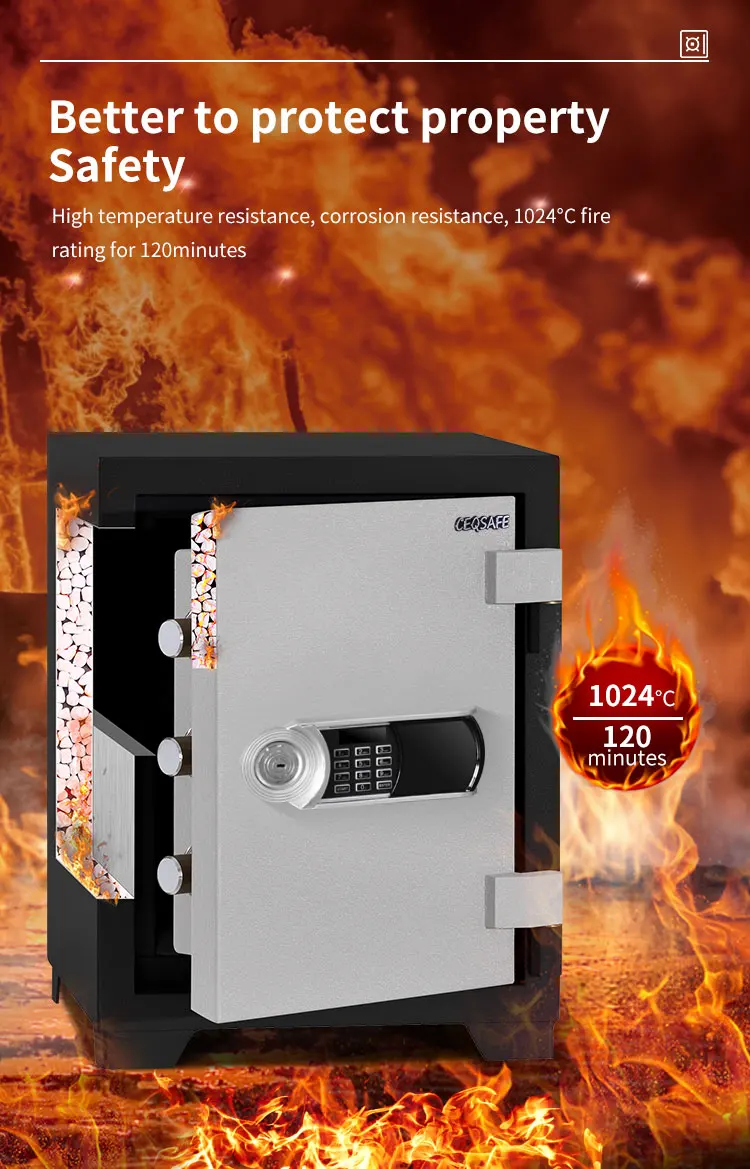 CEQSAFE Wholesale Price Safe Box Fireproof Fingerprint Office Digital Strongbox Security Fireproof Safe Box for Money factory