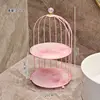 Pink double-layer birdcage with glass panel