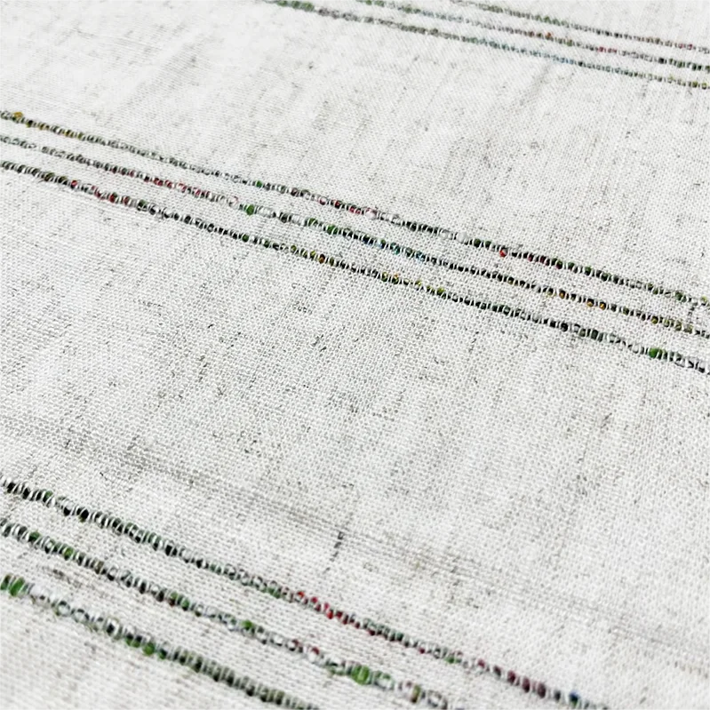 product hot sales luxury organic stretch striped design custom woven girl women men boys flax yarn dyed linen fabric for shirt dress-4