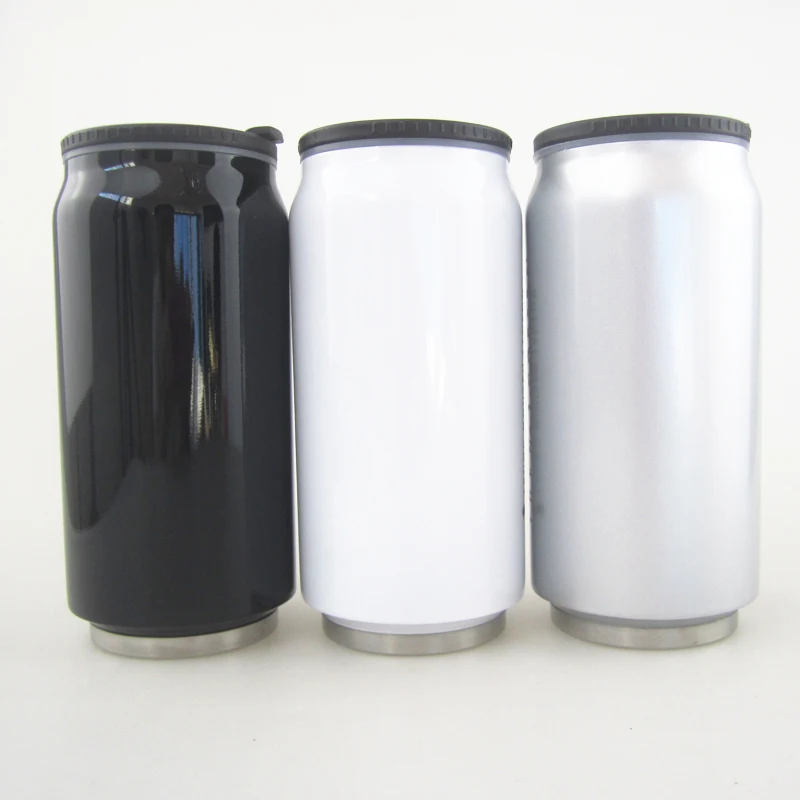 Gobelet isotherme 35 cl (12 oz) en acier inoxydable 304 à double paroi avec couvercle en plastique, blanc/noir._voghion.com