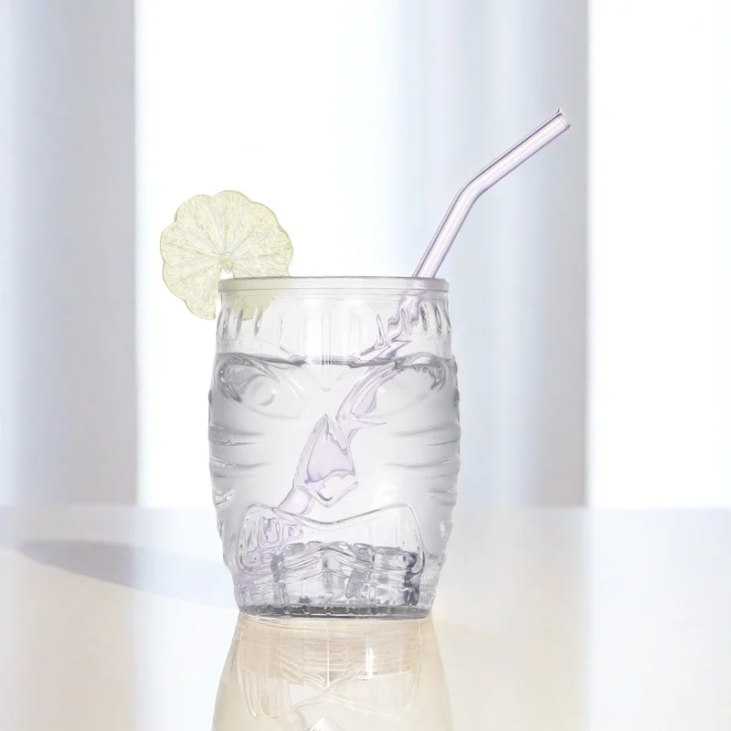 Unique Design Sense 480ml High Quality Ghost Face clear Empty Drink Glass Bottle