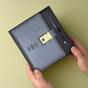 2026 8000mah Wireless Charging  Powerbank Planner Custom Set Business Notebook Fingerprint Lock A5 Wholesale Journal With Pen