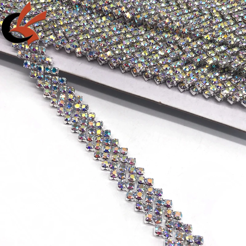 Silver Crystals Rhinestone Chain Trim Diamond Belts Trimming for DIY Clothes Accessory Dress Belts Headpiece Jewelry Making