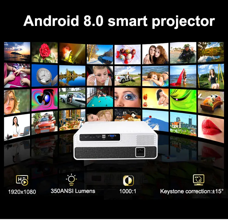 PEO015 4K Projector Home Theater Portable Android Mini Smart Projector ($20 Extra For Android)
