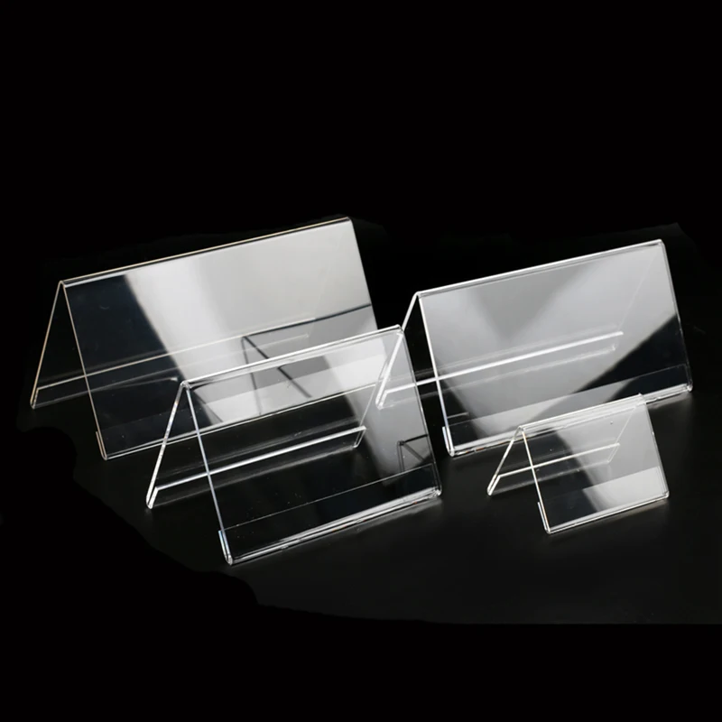 Wholesale Acrylic Desktop Business Card Table Number Holder Stand V Shape Office Desk Name Plate Sign Holder details
