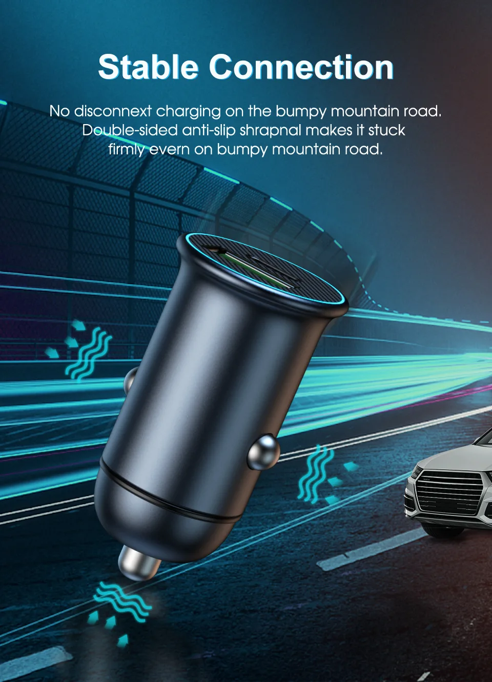 60W anker type-c mini qc 3.0 usb c car charger fast charging phone usb cellphone adapter pd mobile in-car phone charger car