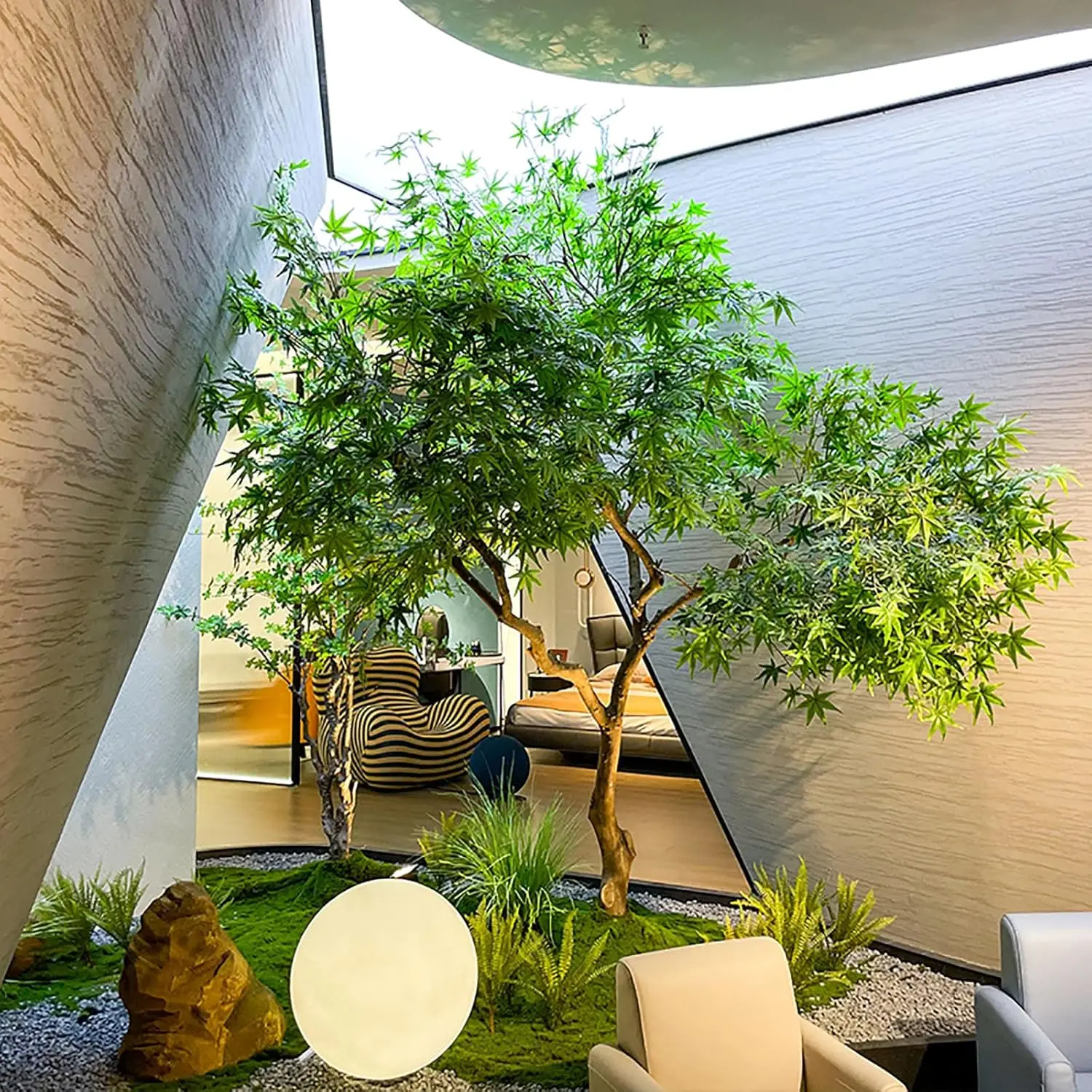 Artificial Maple Tree Life Size Plastic Artificial Plants and Trees Ornamental Decorative Autumn Plants