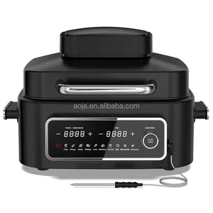 6L Stainless Steel Indoor Grill and air Fryer Digital air Fryer Household air Fryer Grill Combo Roast Bake Dehydrate Black