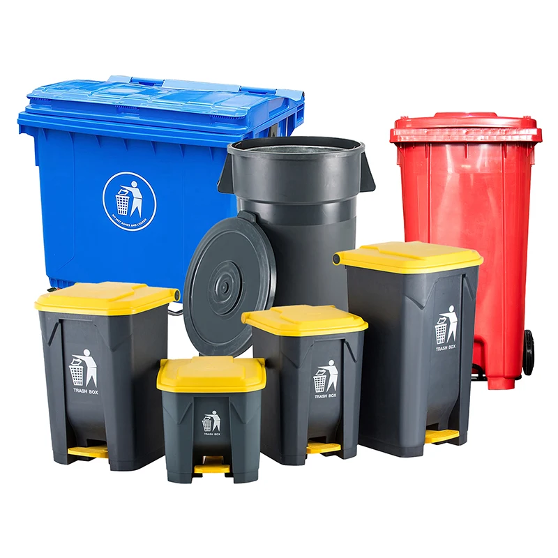 50L/70L/100L/120L/240L/360L/660L/1100L Plastic Foot Pedal Dustbin Trash Can Waste Bin With Wheels and Foot Pedal