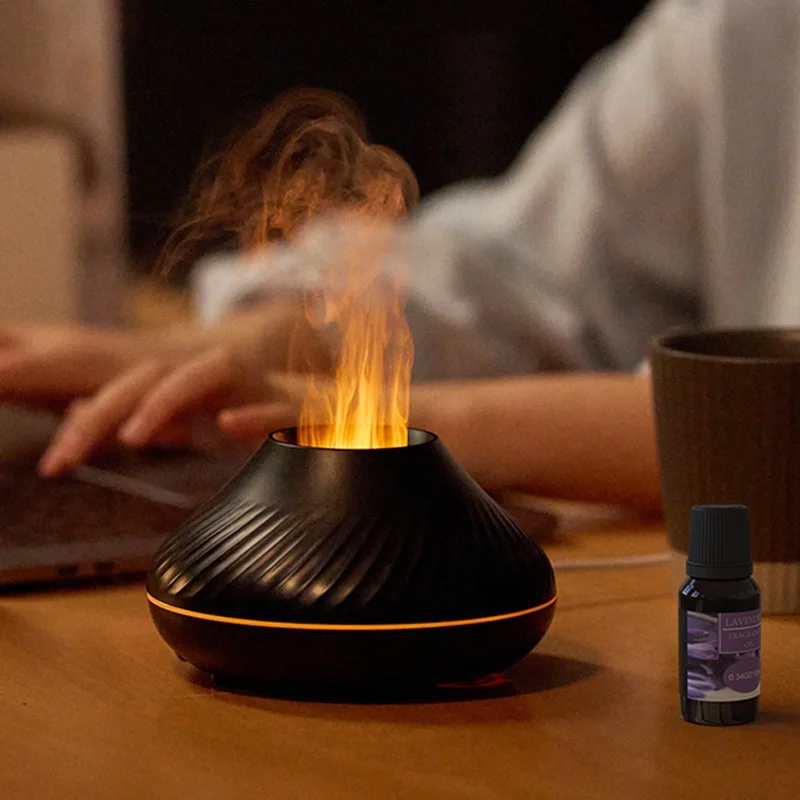 BSCI Factory Humidifier Diffuser Aroma USB LED Flame Effect Ultrasonic Room Aroma Diffuser