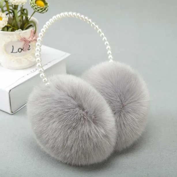 Women Earmuffs Faux Fur Pearl Headband Winter Outdoor Cold Weather 4 Pcs MIO Korea Pearl Knotted Headband Ear Muffs - Winter Cozy main image 3