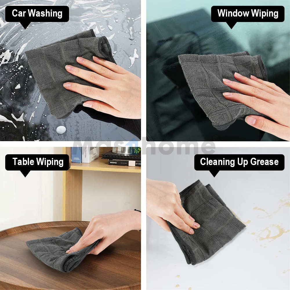 Masthome 4 Pcs Microfiber Cleaning Cloth Set Strong Water Absorbent Dish Washing Towel