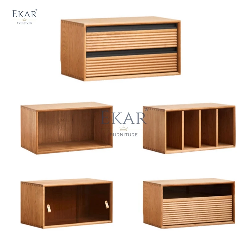 product new design cherry wood multifunctional storage combination cabinet for living room-64