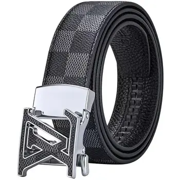 Wanshui Men's genuine leather belt business automatic buckle cowhide belt  simple fashion waistband brand designer belt