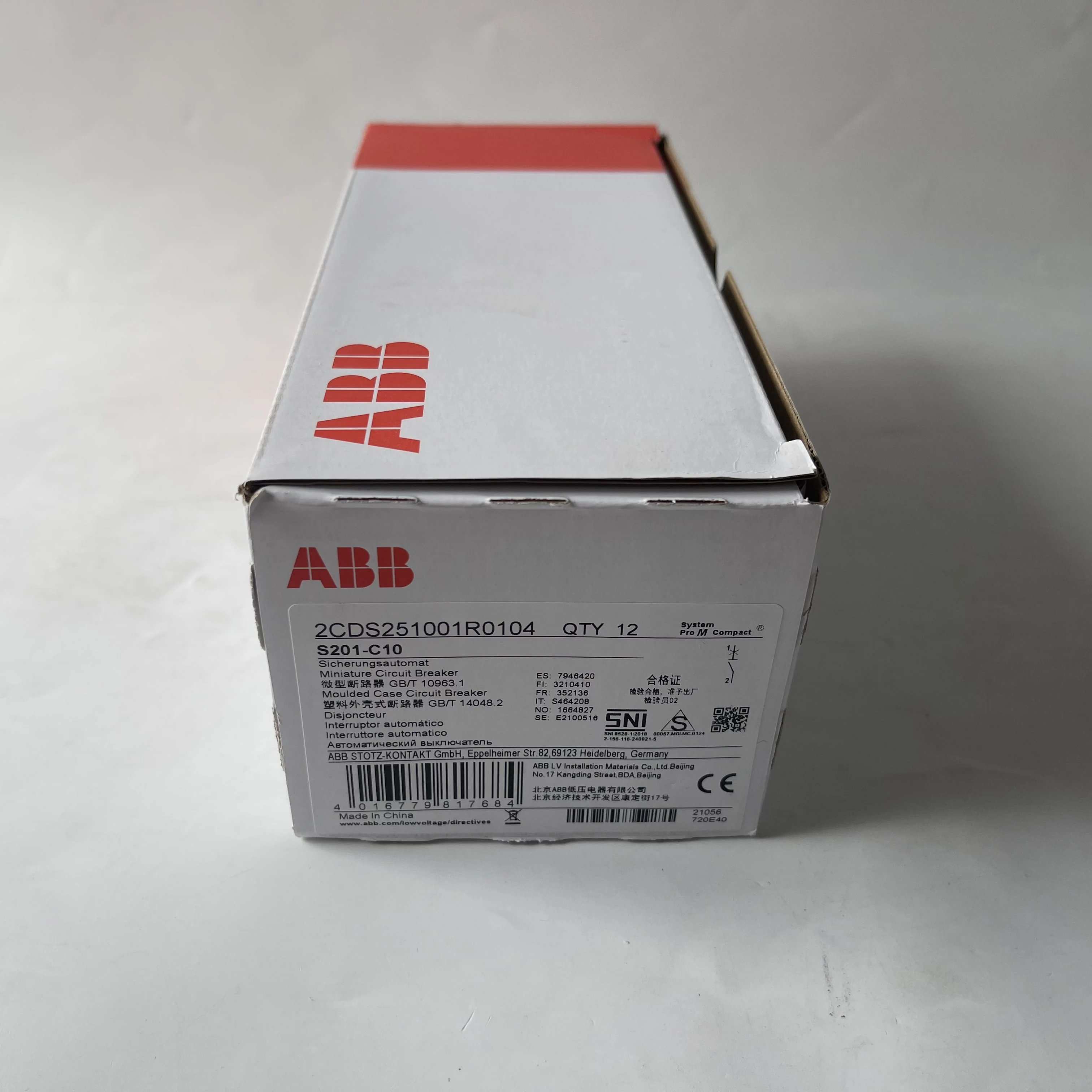 ABB Miniature Circuit Breaker S201-C10 2CDS251001R0104 ABB Miniature Circuit Breaker S201-C10 2CDS251001R0104