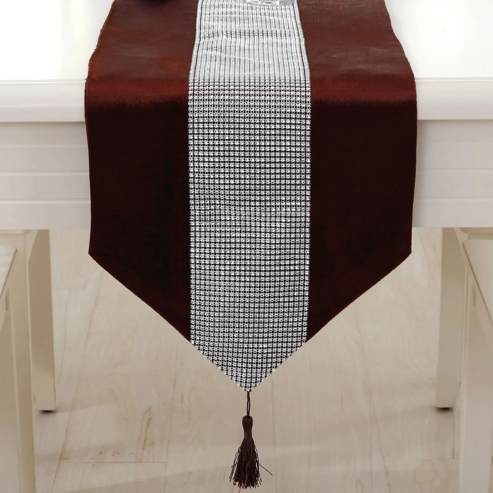 High Quality Luxury Table Runner Decoration Red Velvet Macrame Table