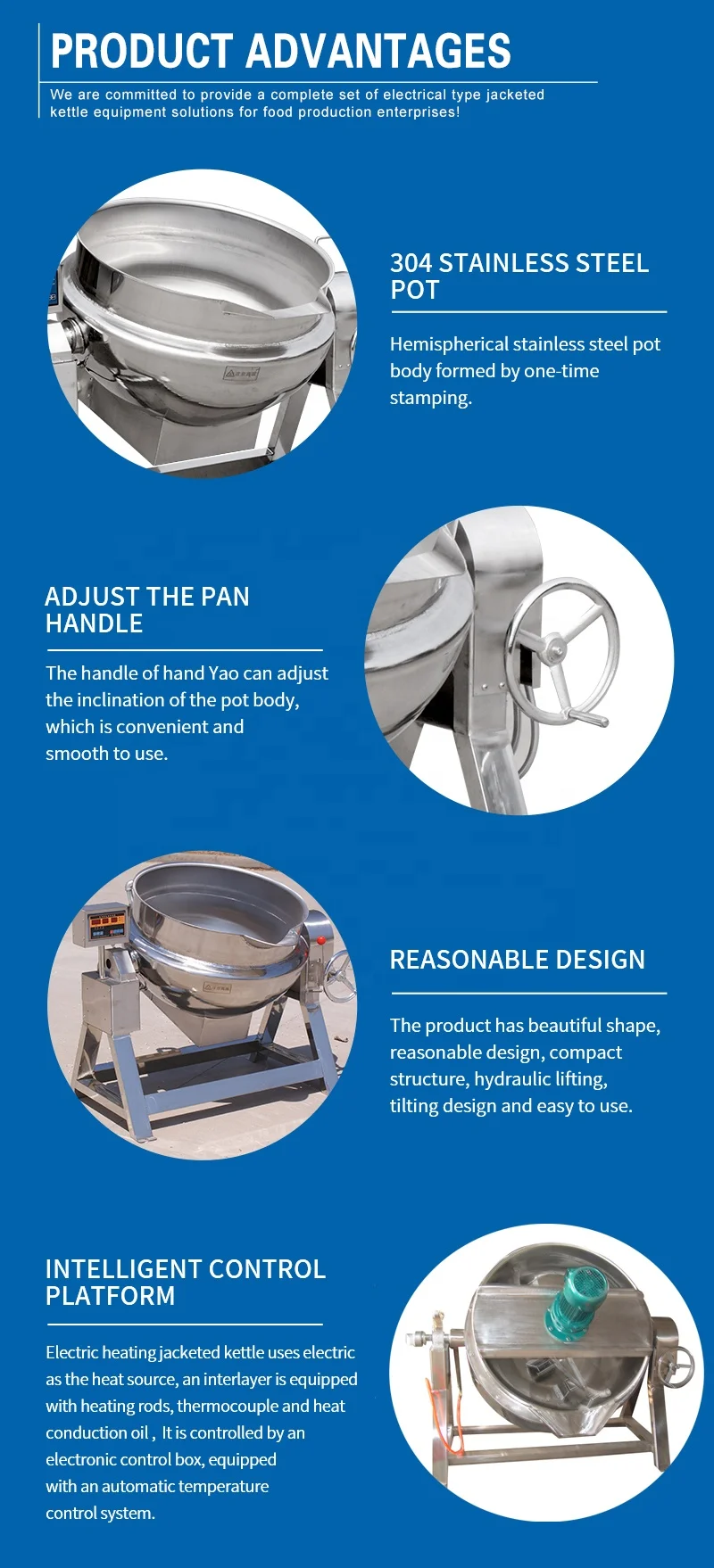 200 Litres Power Heat Tilting Jacket Kettles Sauce Cooker Stainless