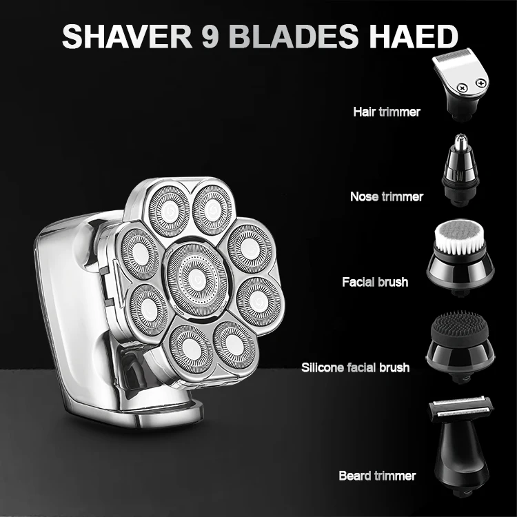 Rechargeable Men Shaver Usb Rotary Electric Razor Ipx6 Waterproof 9 In
