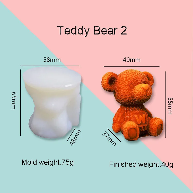 2" plastic soap mold soap making mold mould "Teddy bear 