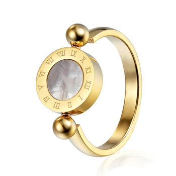 ring women Hiphop Jewelry young fashion 18k gold stainless steel big pearl girls women Rock ring