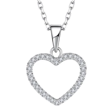 Wholesale Custom Romantic Heart Shape Rhodium Plated Charms Iced Out Zirconia 925 Sterling Silver Tennis Custom Diamond Pendant