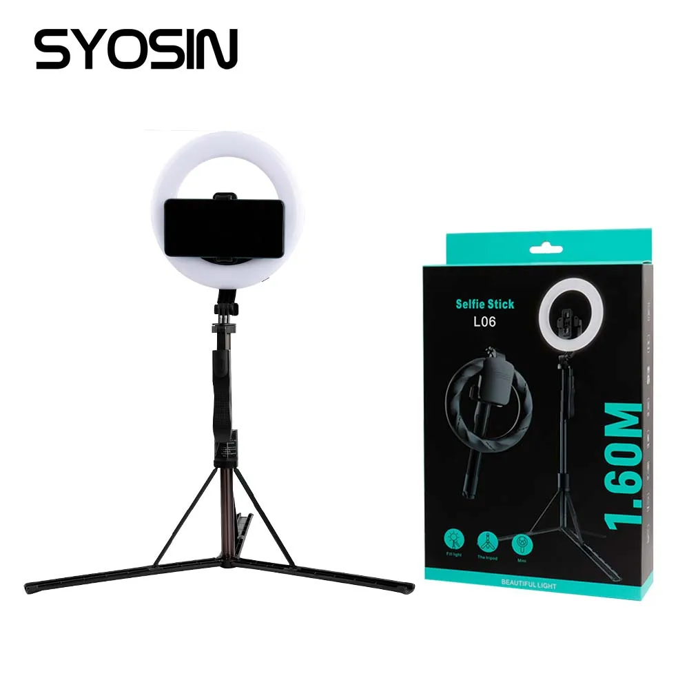 New L06 1600mm Extendable Selfie Stick With in Ring Light Selfie Tripod  Wireless Remote Shutter Palo De Selfie for Live