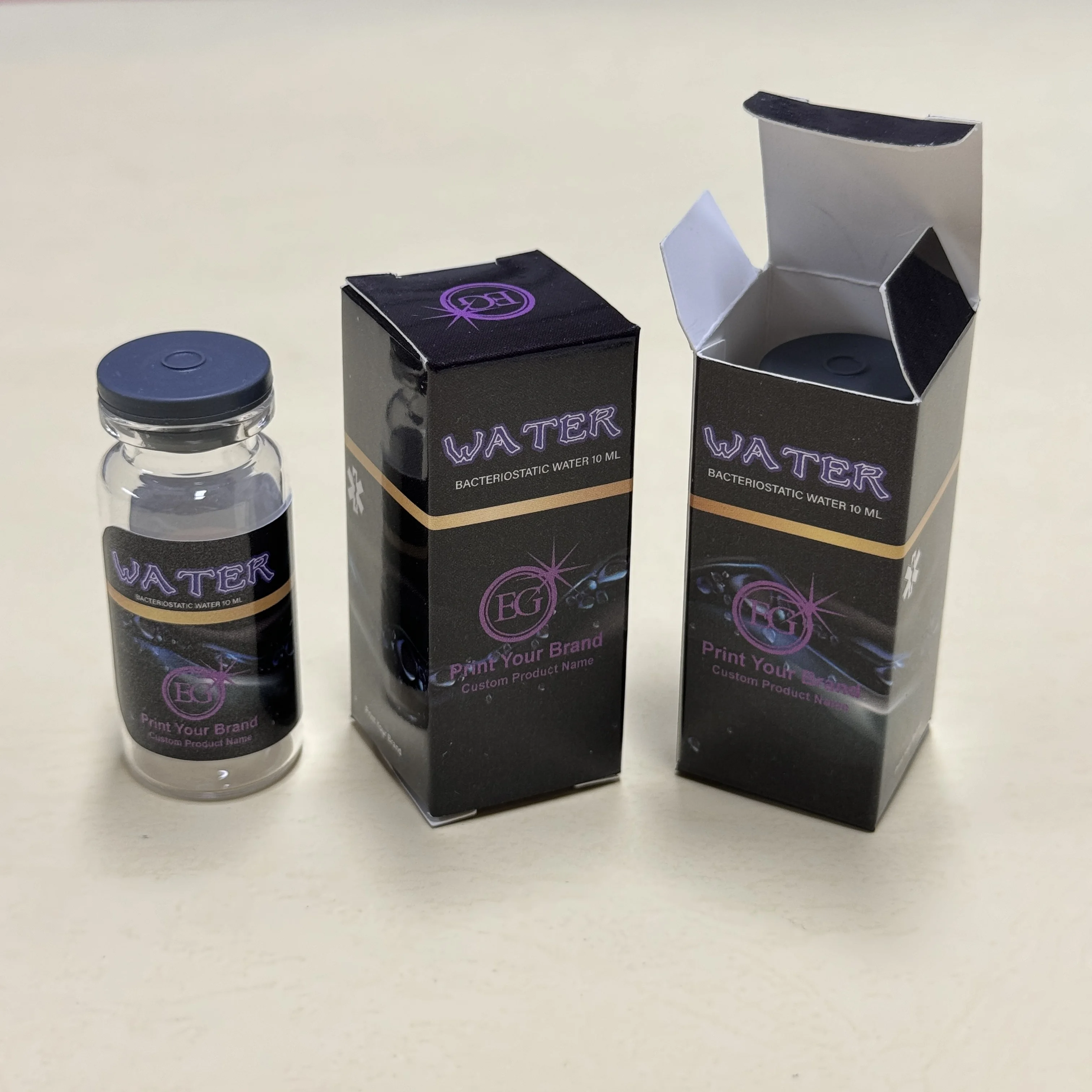 Paper Box with Hologram Effect Standard Size Vial Packaging Set 10ml Glossy  Vial Box with Sticker