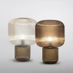 Wholesale Factory Direct Nordic Fashion Simple Indoor Gu5.3 9w Lantern Type Glass Lampshade Led Art Desk Table Lamp