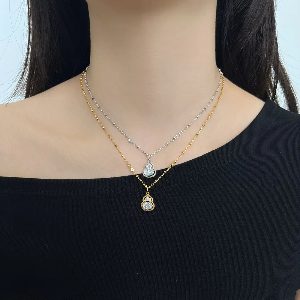 KAKODIY Stylish Sophisticated Design High Fashion Jewelry for Women 925 Sterling Silver 5A Zirconia Gourd Pendant Necklace detail 1