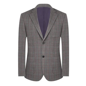 High Quality Custom-Made Men's Two-Button Grid Jacket Casual Checked Work Single Breasted Flat Front Breathable Business Suits