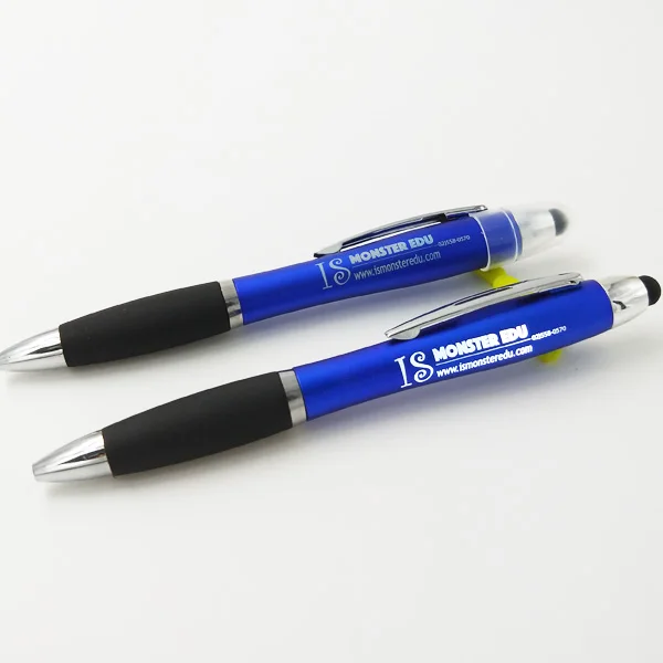Custom Logo Laser Engrave Branded Ballpoint Pen with LED Light with Low min Order