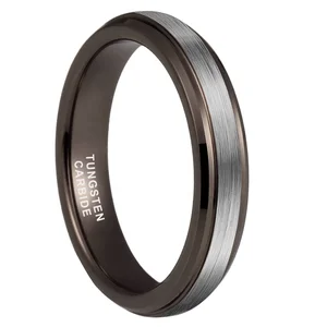 Coolstyle Jewelry 4mm Wholesale Two Tone Gunmetal Tungsten Finger Ring Women Men Dropshipping Fashion Engagement Wedding Band