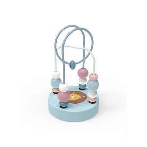 EDULAND Unisex Montessori Educational Pretend Play Set Nontoxic Wood Mini Beads Maze Lion Toy for 2-4 Years Kids Home Use