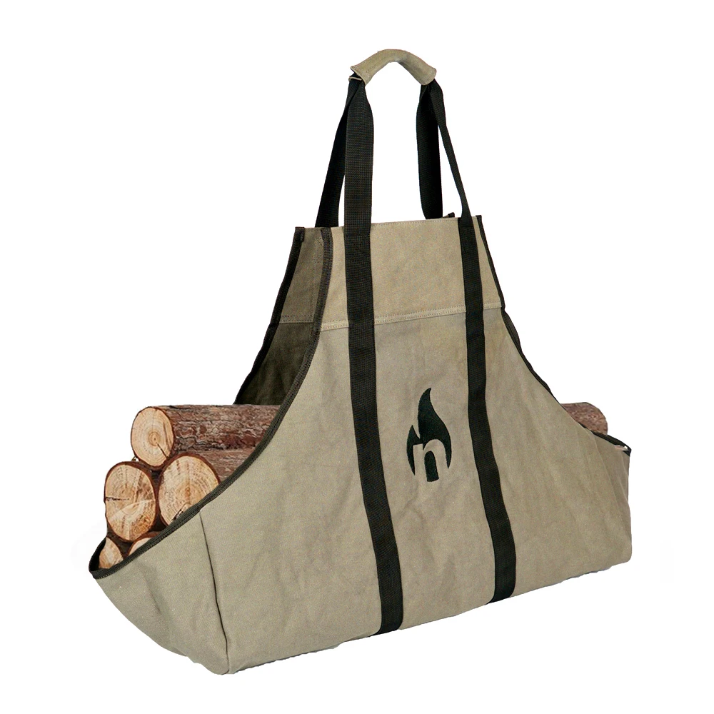 Firewood Log Carrier Bag Canvas Wood Tote Firewood Holder For Fireplace