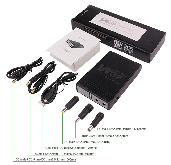 WGP DC 5V 12V 12V UPS Small Size IP CCTV Camera Modem Backup 1A 2A Battery Supply USB Power Bank Mini UPS for WiFi Router Home