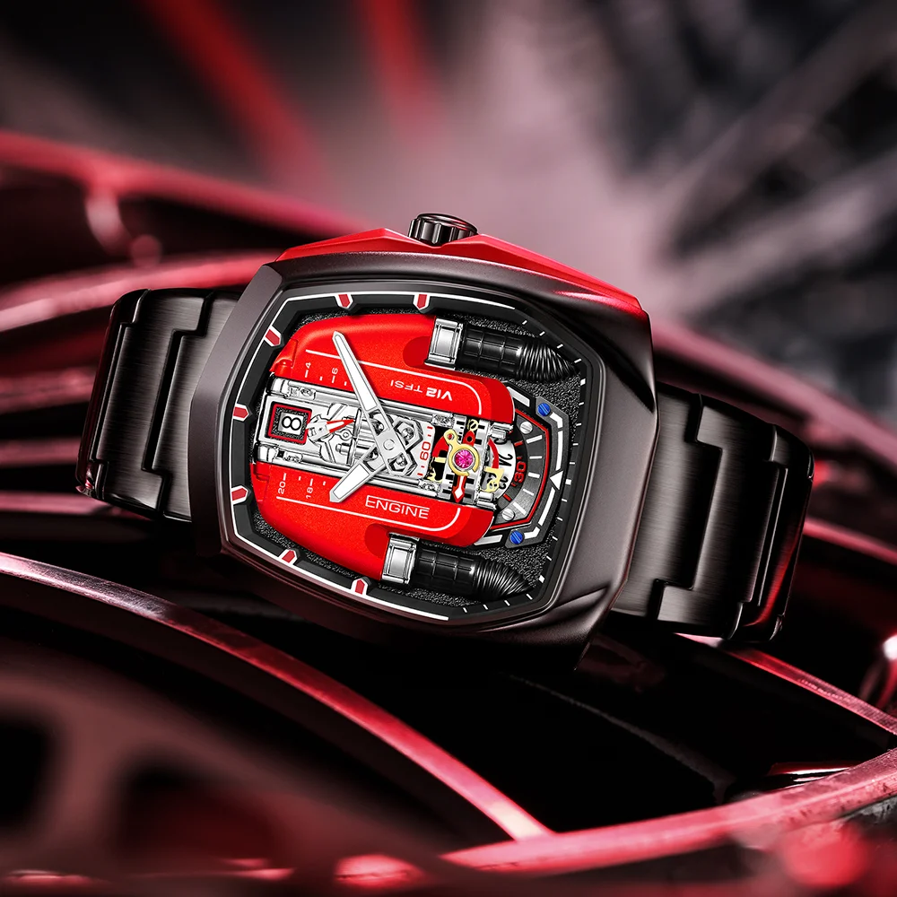 Drop Shipping Super Luxury V12 Engine Watch Man Watches Quartz Movement Waterproof Quartz for Man Watch