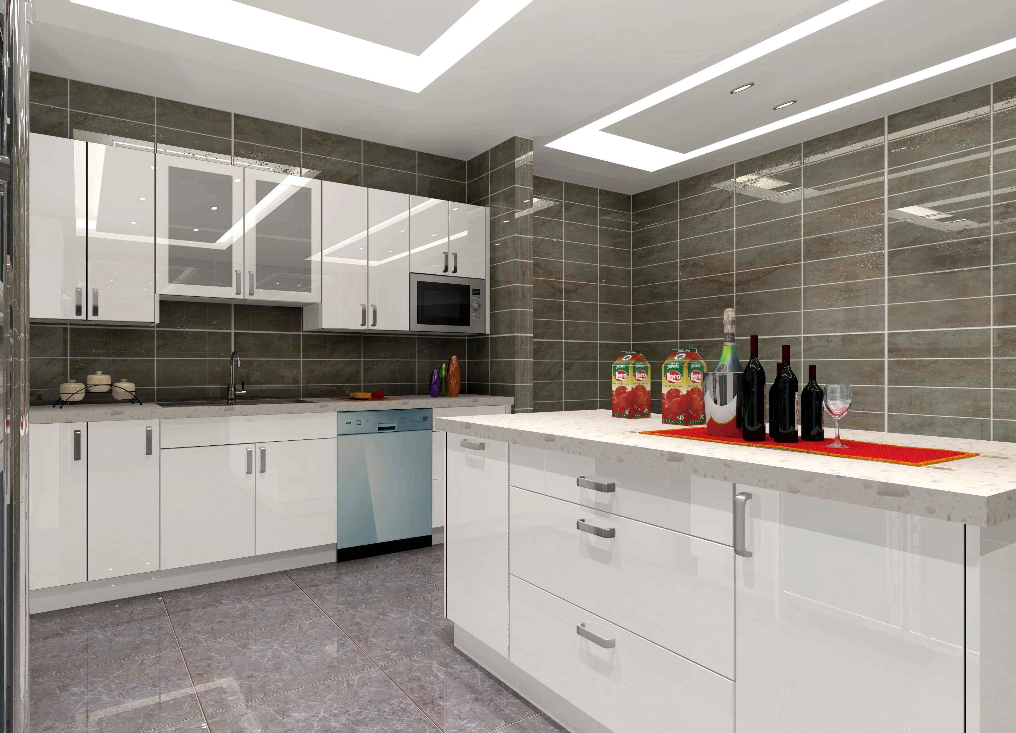 Wholesale Modern Kitchen Design with Marble Grain Counter Top High ...