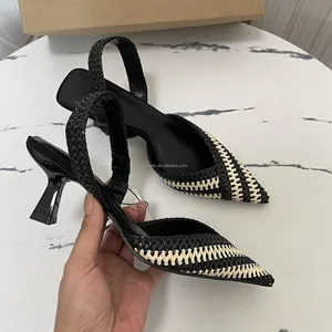 QuiteS Braided Straw Rope Sandals for Women 2026 Summer New Women's Shoes Shoes Large Size High Heels