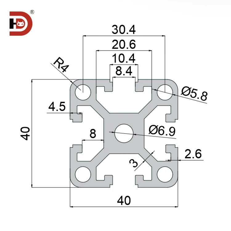 product industrial extruded aluminum profile 4040 30mm aluminum alloy square tube profile 4040-3