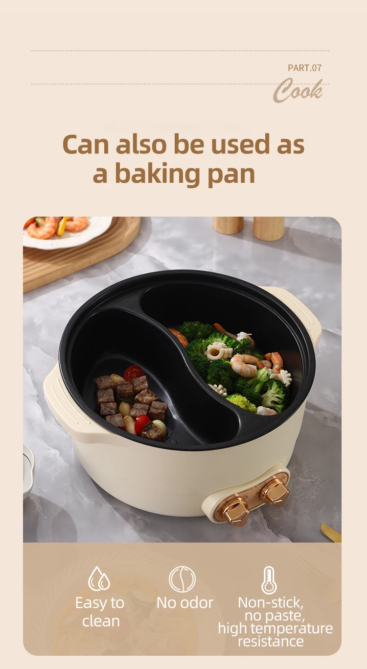 2024 New Design 2 Controller 220v 1600w Fast Working Pottery Crystal Inner Pot Kitchem 2 Compartment Electric Cooker Hot Pot