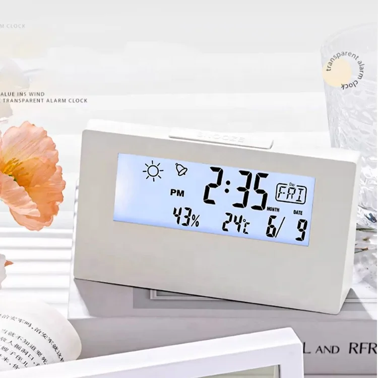 Multifunctional Weather Forcast Digital Alarm Clock Mute Luminous Simple Cute Children’s Gift Small Alarm Clock