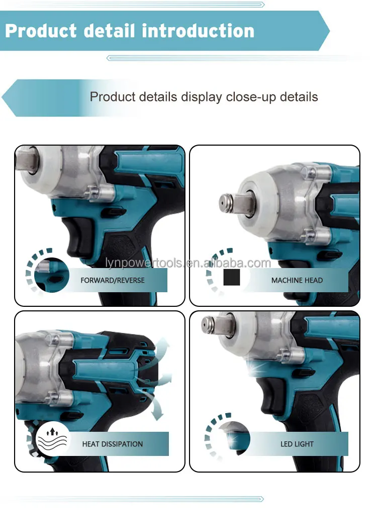 Km High Torque Cordless Brushless Heavy Duty Power Wrench 1/2 Electric