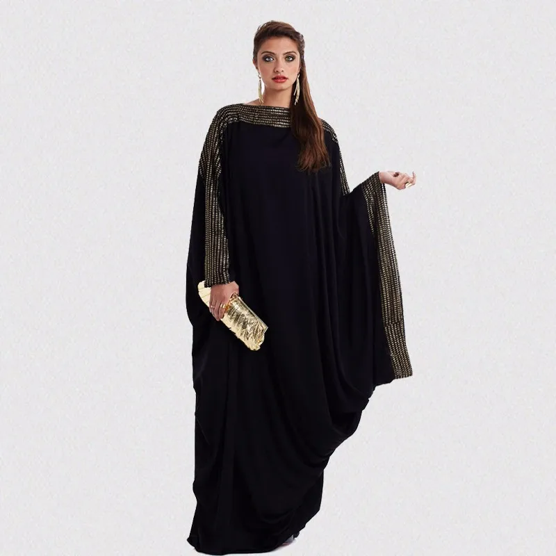 Arab Elegant Dubai Gold Sheet Bat Sleeve Dress Or Women - Buy Muslim ...