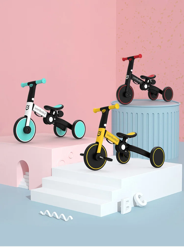 Uonibaby 4in1 Children's Pedal Tricycle With Push Rod Twowheel