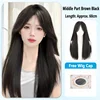 Brown-black hairnet-middle-parted-eight-shaped fringe