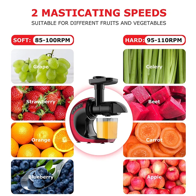Mini Masticating Slow Cold Pressed Juicer Vegetables Fruits Extractor Cold Press Juicer Horizontal Multifunction Slow Juicer Por